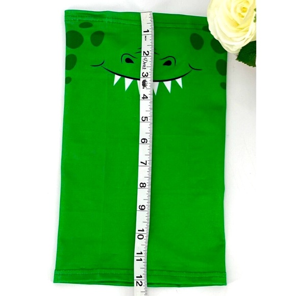 Halloween Neck Gaiter Face Mask Green Monster Mouth Scary Teeth Cloth One Size - Picture 5 of 7